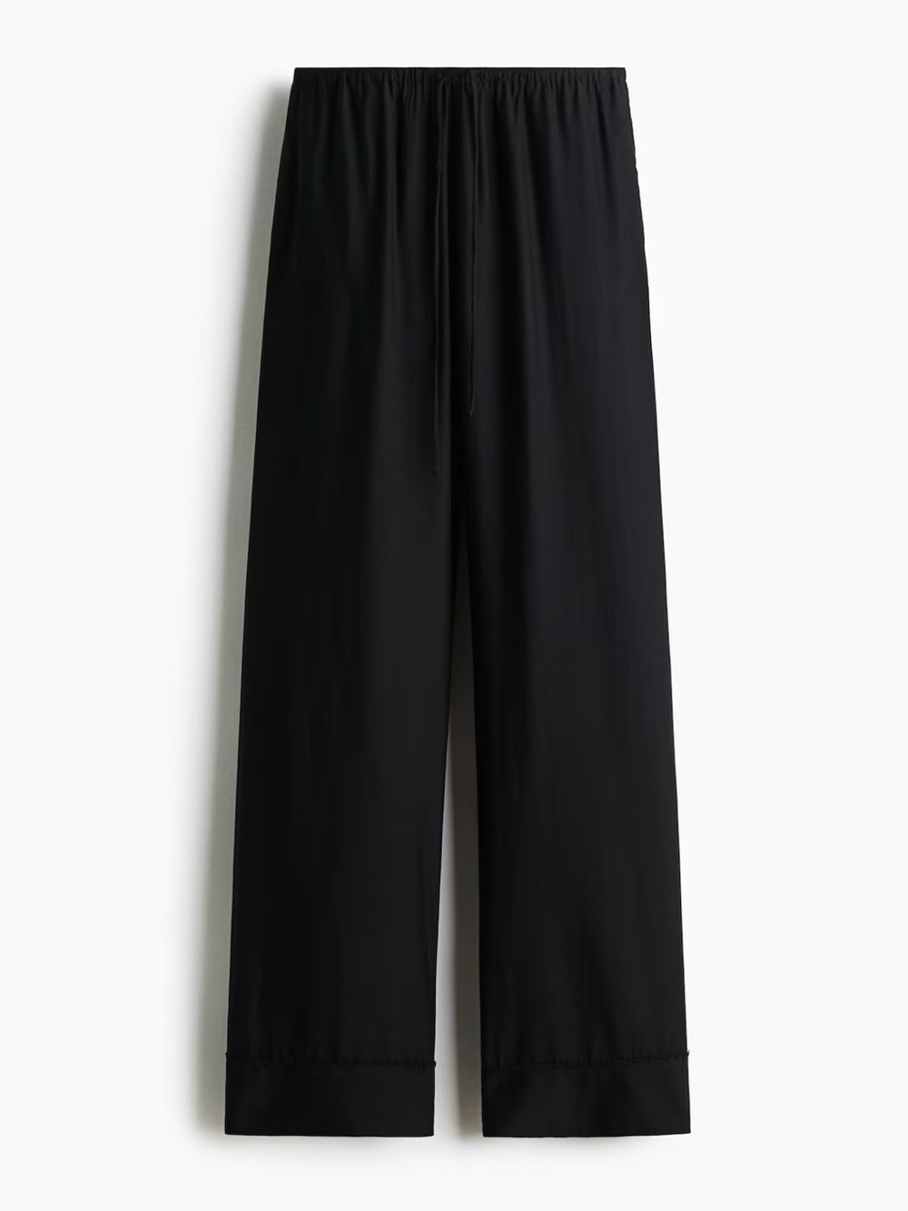H&M Women’s Wide-Leg Pull-On Drawstring Pants in Black Lightweight, S